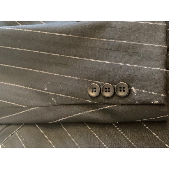 Zacchi Classico Italiana Mens 44L 39L Charcoal Pinstripe Wool Suit - Picture 7 of 8
